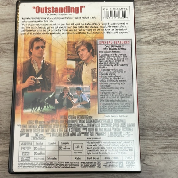 Spy Game Movie DVD 2001 Rated R Action, Crime, Thriller 2h 6m Brad Pitt - Picture 3 of 5